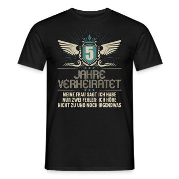 5 years married only 2 mistakes 5th wedding anniversary - Men's T-Shirt - black - Front - AI Model Male 178 light (178cm)