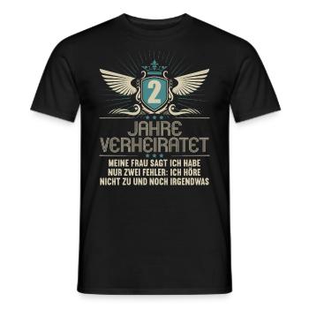 2 ans marié seulement 2 erreurs 2.Anniversaire de mariage - T-shirt homme - noir - Devant - AI Model Male 178 light (178cm)
