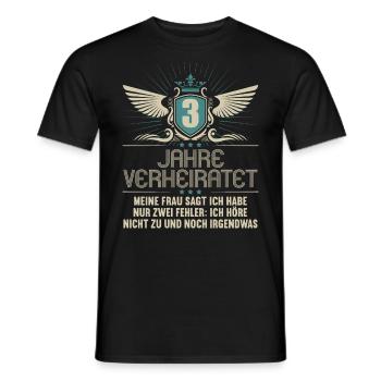 3 years married only 2 mistakes 3.Wedding anniversary - Men's T-Shirt - black - Front - AI Model Male 178 light (178cm)