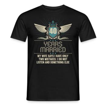 40 ans marié seulement 2 erreurs 40ème anniversaire de mariage - T-shirt homme - noir - Devant - AI Model Male 178 light (178cm)