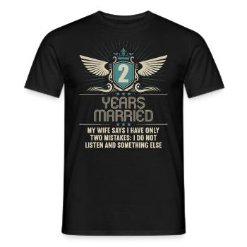 2 ans marié seulement 2 erreurs 2.Anniversaire de mariage - T-shirt homme - noir - Devant - AI Model Male 178 light (178cm)