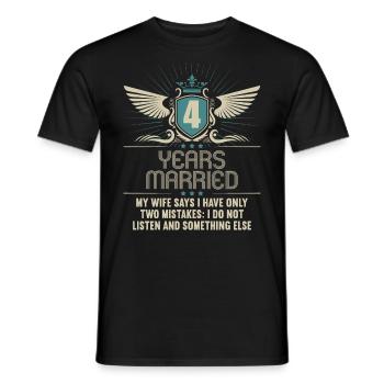 4 years married only 2 mistakes 4.Wedding anniversary - Men's T-Shirt - black - Front - AI Model Male 178 light (178cm)