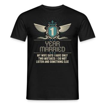 1 Jahr verheiratet nur 2 Fehler 1.Hochzeitstag - Männer T-Shirt - Schwarz - Vorne - AI Model Male 178 light (178cm)