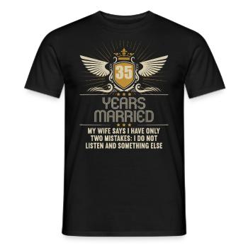 35 ans marié seulement 2 erreurs 35ème anniversaire de mariage - T-shirt homme - noir - Devant - AI Model Male 178 light (178cm)