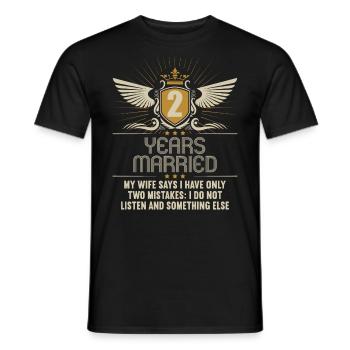 2 ans marié seulement 2 erreurs 2.Anniversaire de mariage - T-shirt homme - noir - Devant - AI Model Male 178 light (178cm)