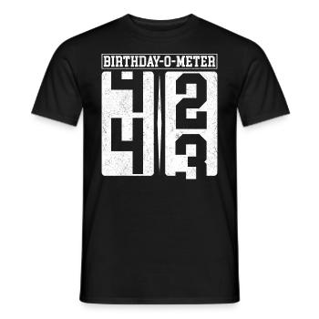 Birthday-O-Meter 43 Happy 43rd Birthday Celebrant - Men's T-Shirt - black - Front - AI Model Male 178 light (178cm)