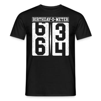 Birthday-O-Meter 64 Happy 64th Birthday Celebrant - Men's T-Shirt - black - Front - AI Model Male 178 light (178cm)