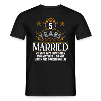 5 years married only 2 mistakes 5th wedding anniversary - Men's T-Shirt - black - Front - AI Model Male 178 light (178cm)