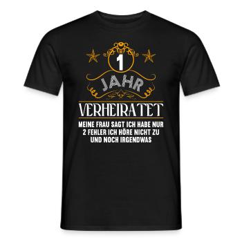 1 Jahr verheiratet nur 2 Fehler 1.Hochzeitstag - Männer T-Shirt - Schwarz - Vorne - AI Model Male 178 light (178cm)