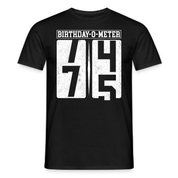 Birthday-O-Meter 75 Happy 75th Birthday Celebrant - Men's T-Shirt - black - Front - AI Model Male 178 light (178cm)