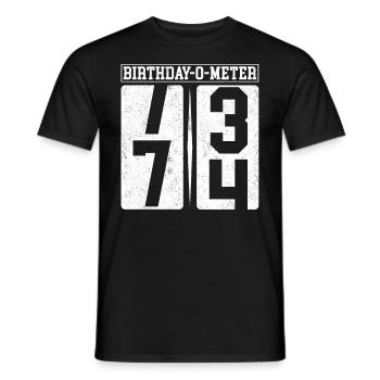Birthday-O-Meter 74 Happy 74th Birthday Celebrant - Men's T-Shirt - black - Front - AI Model Male 178 light (178cm)