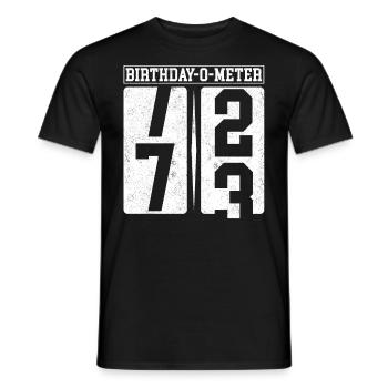 Birthday-O-Meter 73 Happy 73rd Birthday Celebrant - Men's T-Shirt - black - Front - AI Model Male 178 light (178cm)