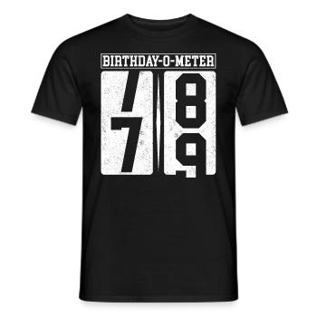 Birthday-O-Meter 79 Happy 79th Birthday Celebrant - Men's T-Shirt - black - Front - AI Model Male 178 light (178cm)
