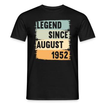 Born August 1952 70 years 70s 70th birthday - Men's T-Shirt - black - Front - AI Model Male 178 light (178cm)