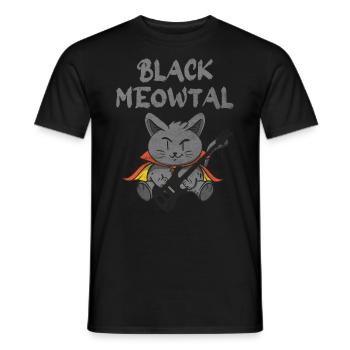 Black Meowtal Cat Whisperer Kitty Guitarist Guitar - Männer T-Shirt - Schwarz - Vorne - AI Model Male 178 light (178cm)