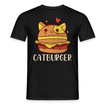 Catburger Cat Whisperer Meow Kitty Burger Lover - Men's T-Shirt - black - Front - AI Model Male 178 light (178cm)