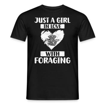 Just A Girl In Love With Foraging Mushies Mushroom - Men's T-Shirt - black - Front - AI Model Male 178 light (178cm)