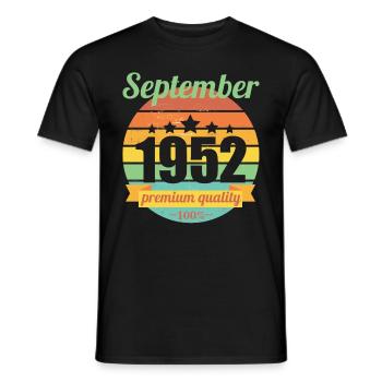 Born September 1952 70 years 70s 70th birthday - Men's T-Shirt - black - Front - AI Model Male 178 light (178cm)