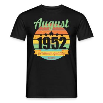 Born August 1952 70 years 70s 70th birthday - Men's T-Shirt - black - Front - AI Model Male 178 light (178cm)