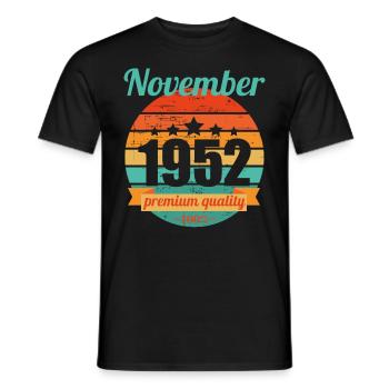 Born November 1952 70 years 70s 70th birthday - Men's T-Shirt - black - Front - AI Model Male 178 light (178cm)