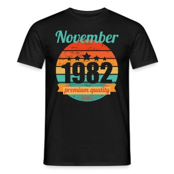 Né novembre 1982 40 ans 40s 40e anniversaire - T-shirt homme - noir - Devant - AI Model Male 178 light (178cm)