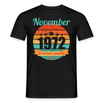 Né novembre 1972 50 ans 50s 50e anniversaire - T-shirt homme - noir - Devant - AI Model Male 178 light (178cm)