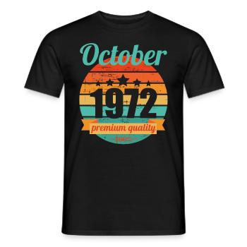 Né en octobre 1972 50 ans 50s 50e anniversaire - T-shirt homme - noir - Devant - AI Model Male 178 light (178cm)