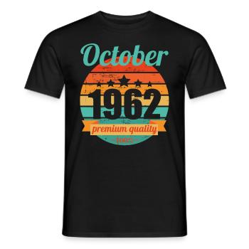 Born October 1962 60 years 60s 60th birthday - Men's T-Shirt - black - Front - AI Model Male 178 light (178cm)