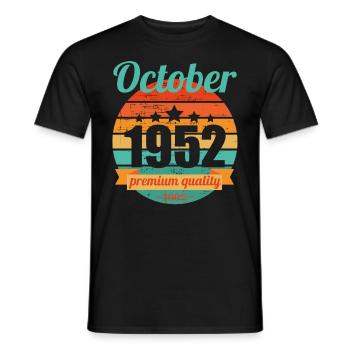 Born October 1952 70 years 70s 70th birthday - Men's T-Shirt - black - Front - AI Model Male 178 light (178cm)