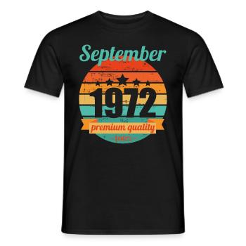 Né en septembre 1972 50 ans 50s 50e anniversaire - T-shirt homme - noir - Devant - AI Model Male 178 light (178cm)