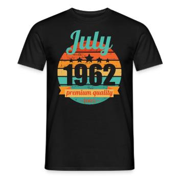 Born July 1962 60 years 60s 60th birthday - Men's T-Shirt - black - Front - AI Model Male 178 light (178cm)