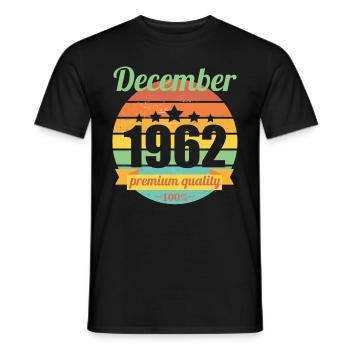 Born December 1962 60 years 60s 60th birthday - Men's T-Shirt - black - Front - AI Model Male 178 light (178cm)