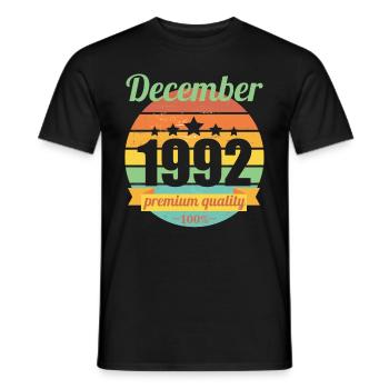Born December 1992 30 years 30s 30th birthday - Men's T-Shirt - black - Front - AI Model Male 178 light (178cm)