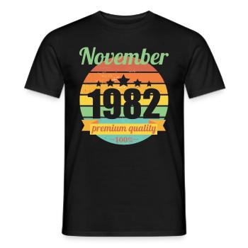 Né novembre 1982 40 ans 40s 40e anniversaire - T-shirt homme - noir - Devant - AI Model Male 178 light (178cm)