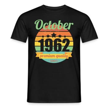 Born October 1962 60 years 60s 60th birthday - Men's T-Shirt - black - Front - AI Model Male 178 light (178cm)