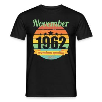 Born November 1962 60 years 60s 60th birthday - Men's T-Shirt - black - Front - AI Model Male 178 light (178cm)