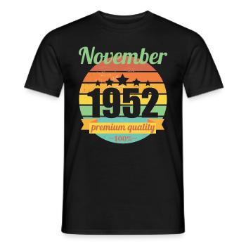 Born November 1952 70 years 70s 70th birthday - Men's T-Shirt - black - Front - AI Model Male 178 light (178cm)