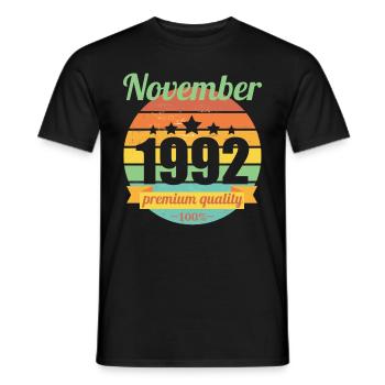 Born November 1992 30 years 30s 30th birthday - Men's T-Shirt - black - Front - AI Model Male 178 light (178cm)