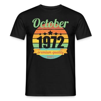 Né en octobre 1972 50 ans 50s 50e anniversaire - T-shirt homme - noir - Devant - AI Model Male 178 light (178cm)