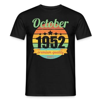 Born October 1952 70 years 70s 70th birthday - Men's T-Shirt - black - Front - AI Model Male 178 light (178cm)