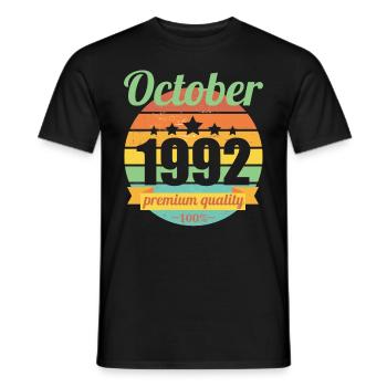 Born October 1992 30 years 30s 30th birthday - Men's T-Shirt - black - Front - AI Model Male 178 light (178cm)