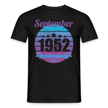 Born September 1952 70 years 70s 70th birthday - Men's T-Shirt - black - Front - AI Model Male 178 light (178cm)