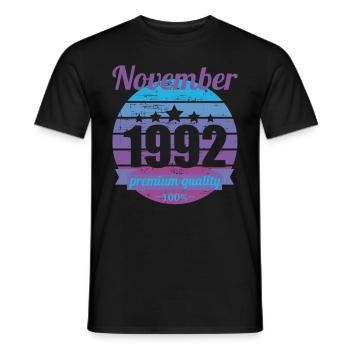 Born November 1992 30 years 30s 30th birthday - Men's T-Shirt - black - Front - AI Model Male 178 light (178cm)