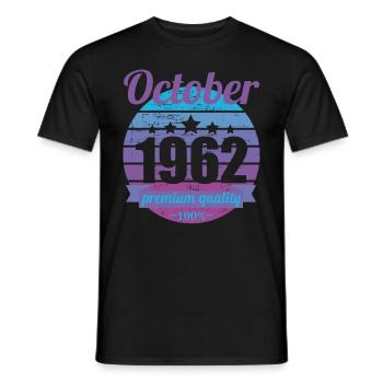 Born October 1962 60 years 60s 60th birthday - Men's T-Shirt - black - Front - AI Model Male 178 light (178cm)