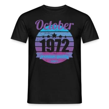 Né en octobre 1972 50 ans 50s 50e anniversaire - T-shirt homme - noir - Devant - AI Model Male 178 light (178cm)
