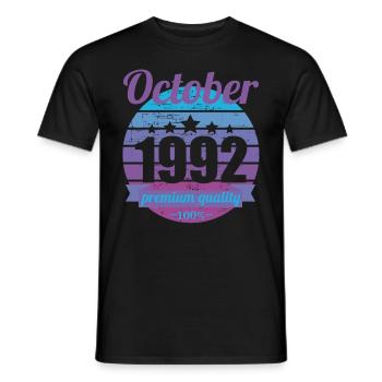 Born October 1992 30 years 30s 30th birthday - Men's T-Shirt - black - Front - AI Model Male 178 light (178cm)