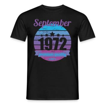 Né en septembre 1972 50 ans 50s 50e anniversaire - T-shirt homme - noir - Devant - AI Model Male 178 light (178cm)