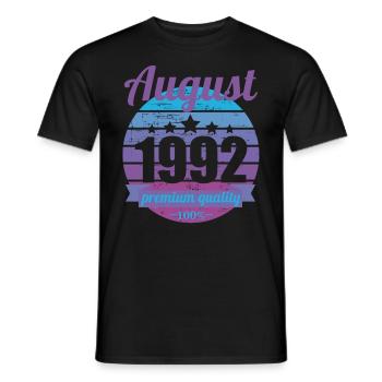 Born August 1992 30 years 30s 30th birthday - Men's T-Shirt - black - Front - AI Model Male 178 light (178cm)