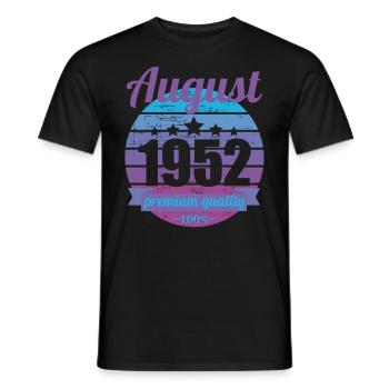 Born August 1952 70 years 70s 70th birthday - Men's T-Shirt - black - Front - AI Model Male 178 light (178cm)