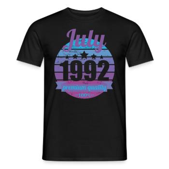 Born July 1992 30 years 30s 30th birthday - Men's T-Shirt - black - Front - AI Model Male 178 light (178cm)